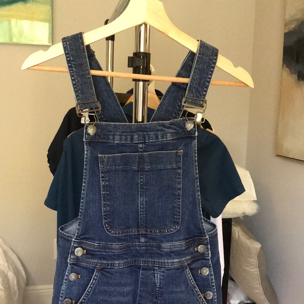 J. Crew Factory Classic Denim Overall, In All Day Stretch XXS. Straight leg - Picture 11 of 14